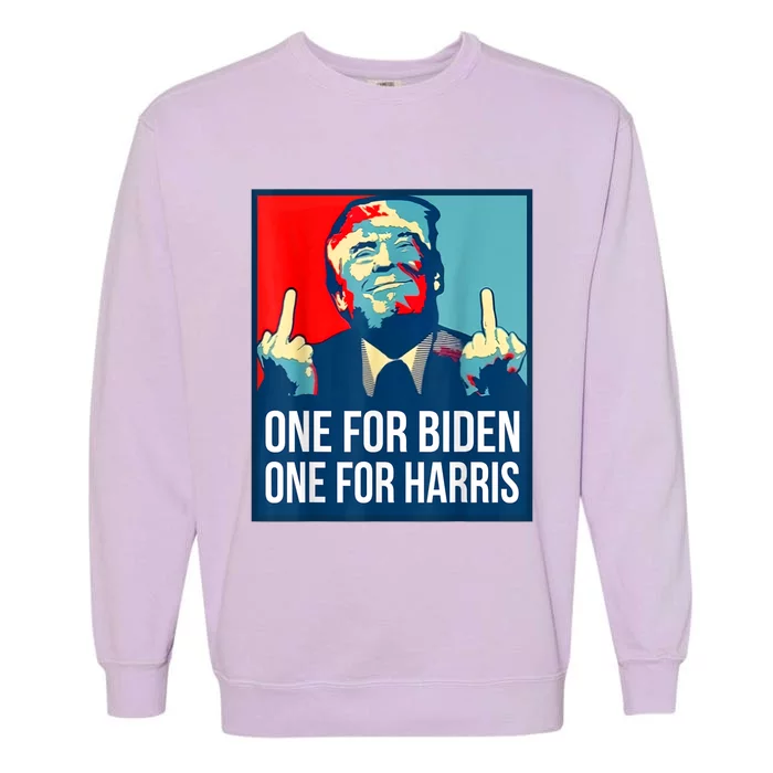 Donald Trump Middle Finger Biden Harris America Republican Garment-Dyed Sweatshirt