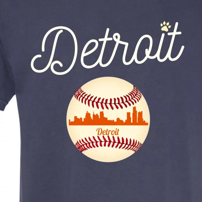 Distressed Tiger Mascot Gift Detroit Baseball Skyline Gift Garment-Dyed Heavyweight T-Shirt