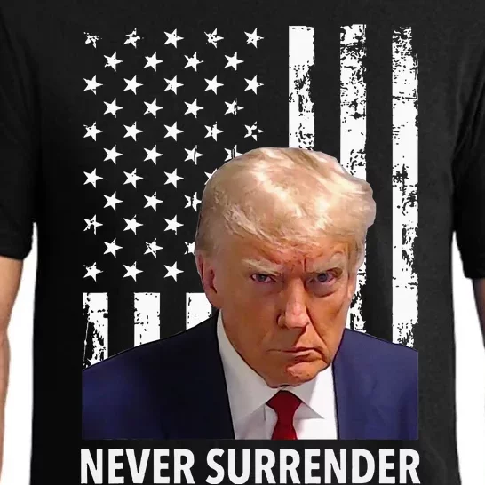 Donald Trump Mug Shot Never Surrender American Flag Trump Pajama Set