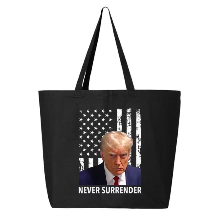 Donald Trump Mug Shot Never Surrender American Flag Trump 25L Jumbo Tote