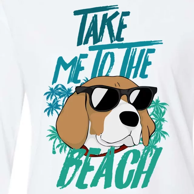 Dog Take Me To The Beach Dog Sunglasses Paws Dogs Womens Cotton Relaxed Long Sleeve T-Shirt