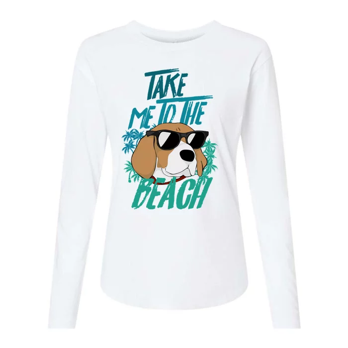 Dog Take Me To The Beach Dog Sunglasses Paws Dogs Womens Cotton Relaxed Long Sleeve T-Shirt