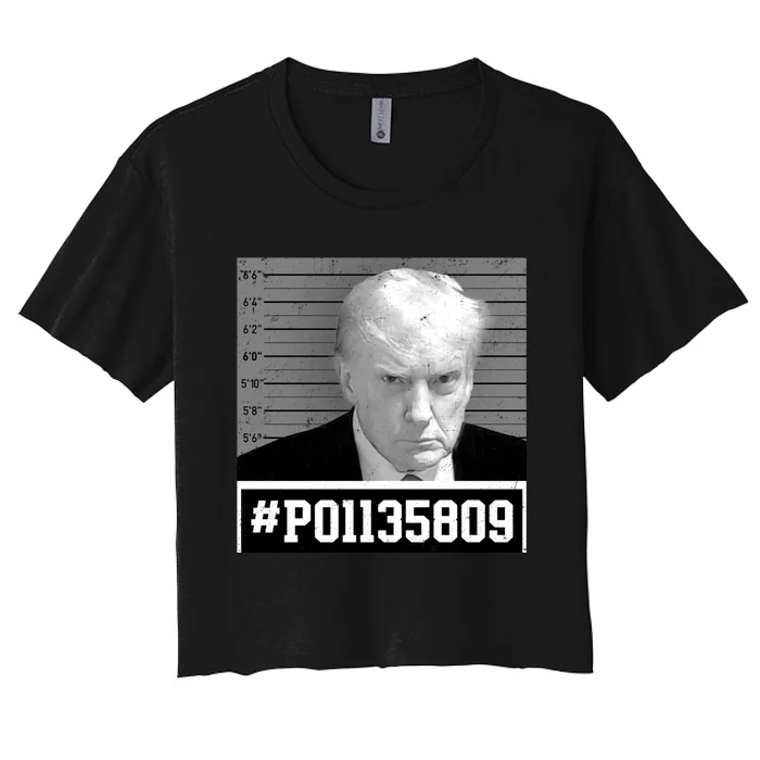 Donald Trump Mugshot #P01135809 Never Surrender Women's Crop Top Tee