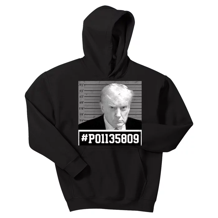 Donald Trump Mugshot #P01135809 Never Surrender Kids Hoodie