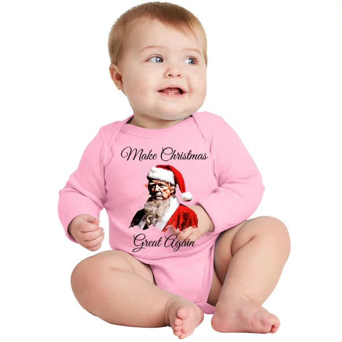 Donald Trump Make Christmas Great Again Christmas | Festive Holiday Baby Long Sleeve Bodysuit