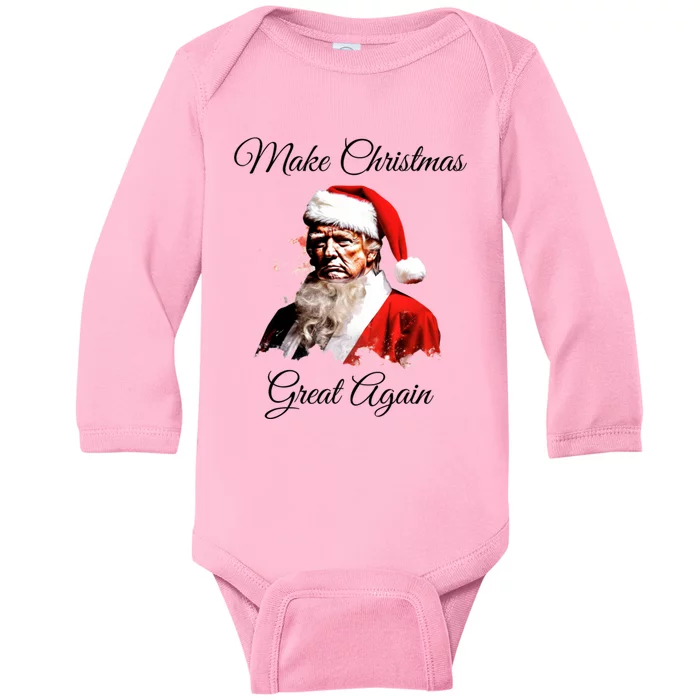 Donald Trump Make Christmas Great Again Christmas | Festive Holiday Baby Long Sleeve Bodysuit