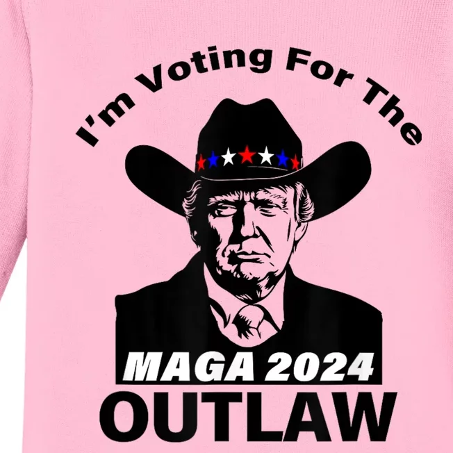 Donald Trump Maga IM Voting For The Outlaw 2024 President Baby Long Sleeve Bodysuit