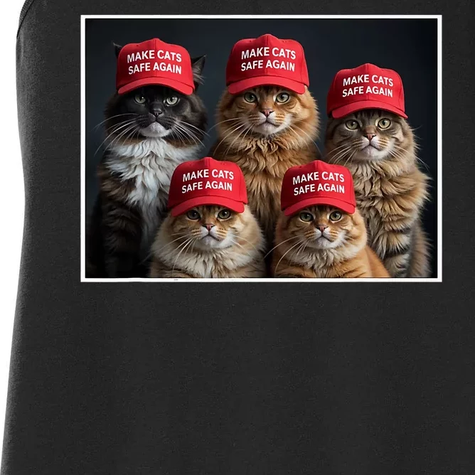 Donald Trump Make Cats Safe Again Red Hat 2024 Debate Funny Women's Racerback Tank