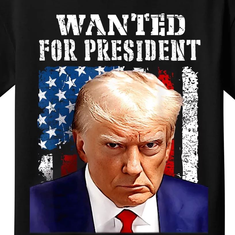 Donald Trump Mug Shot Wanted For U.S. President 2024 Kids T-Shirt