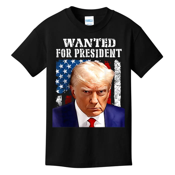 Donald Trump Mug Shot Wanted For U.S. President 2024 Kids T-Shirt