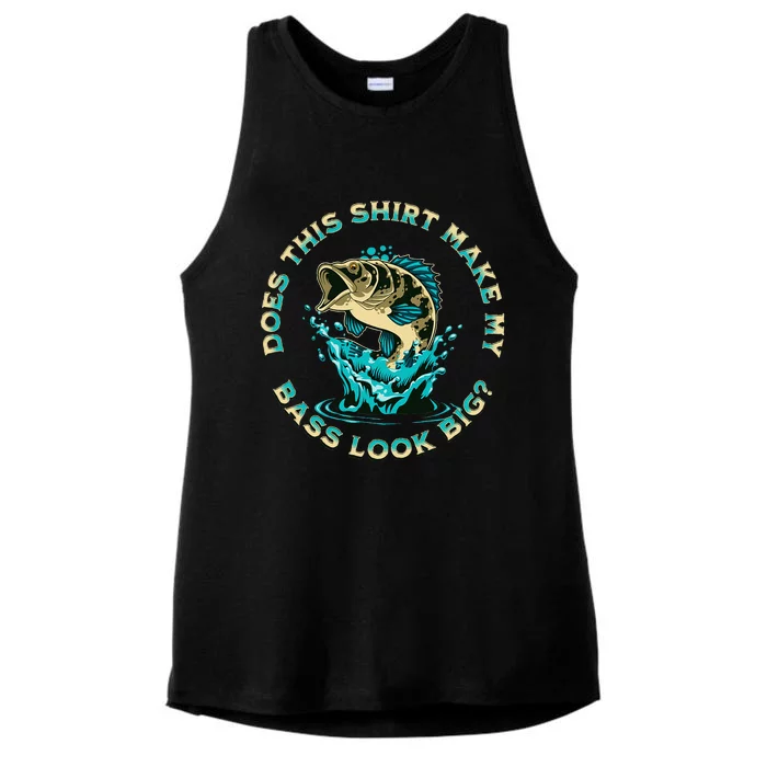 Does This Make My Bass Look Big Funny Fishing Pun Joke Ladies Tri-Blend Wicking Tank