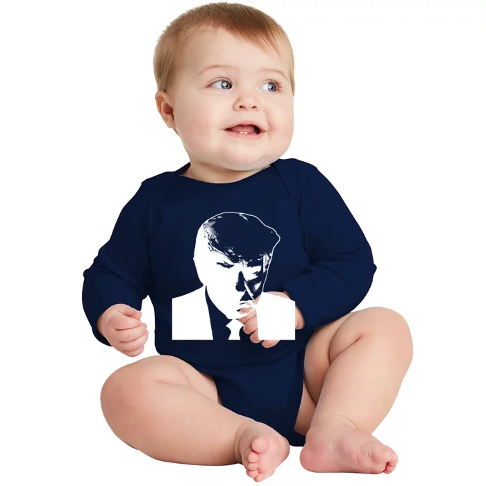 Donald Trump Mug Shot President 2024 Gift Baby Long Sleeve Bodysuit