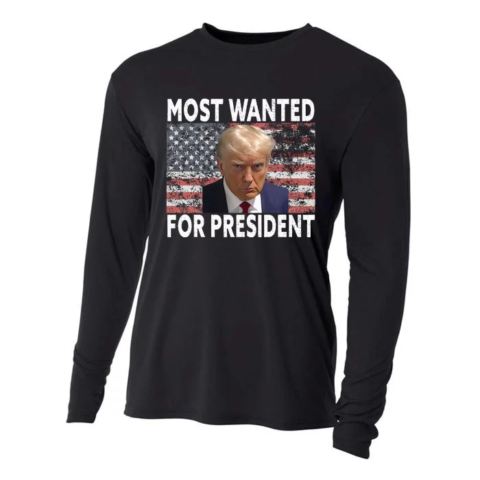 Donald Trump Most Wanted For President 2024 Pro Mugshot Cooling Performance Long Sleeve Crew