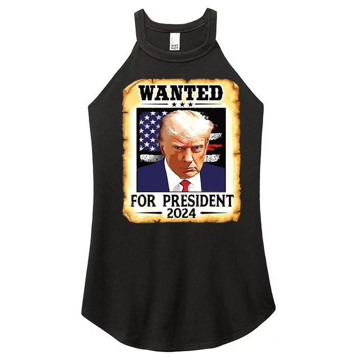 Donald Trump Mug Shot Wanted For Us President 2024 Women’s Perfect Tri Rocker Tank