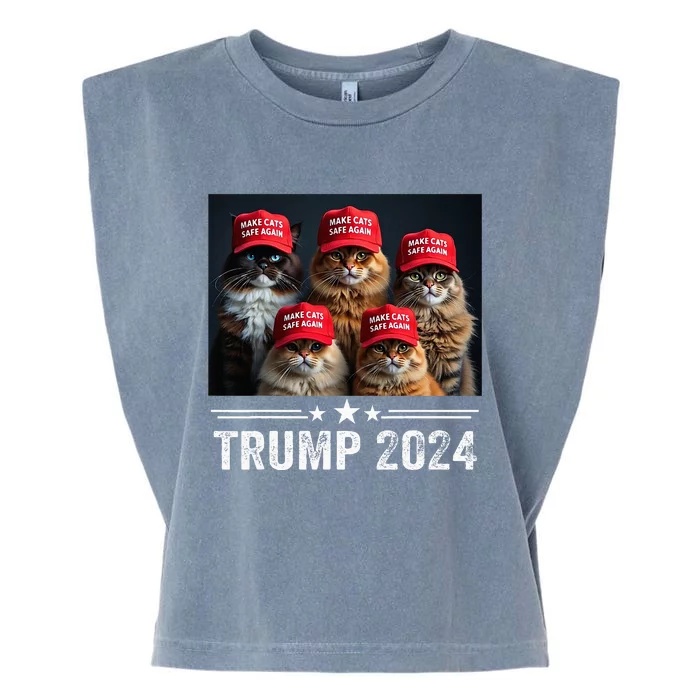 Donald Trump Make Cats Safe Again Red Hat 2024 Garment-Dyed Women's Muscle Tee