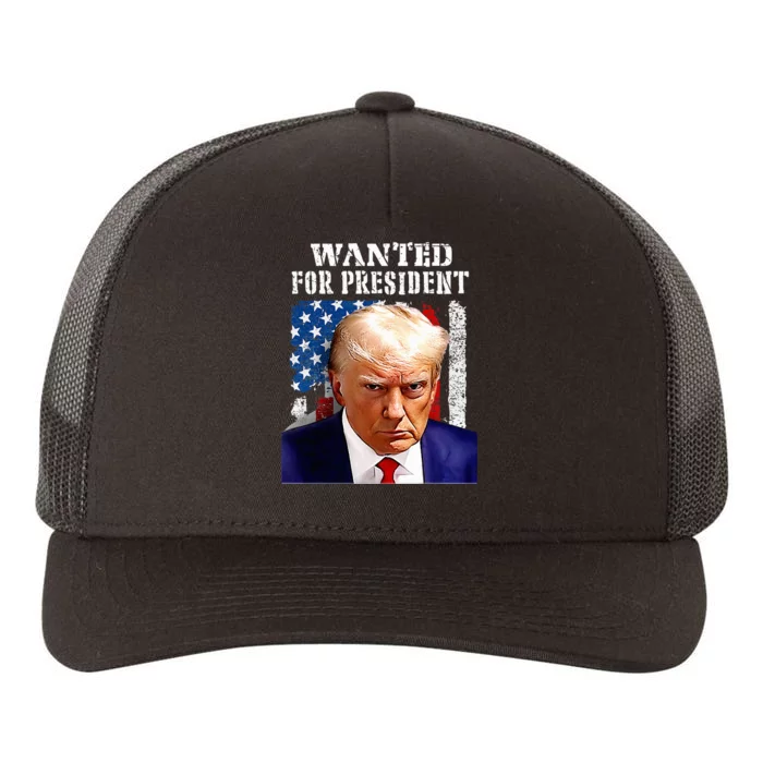 Donald Trump Mug Shot Wanted For U.S. President 2024 (1) Yupoong Adult 5-Panel Trucker Hat