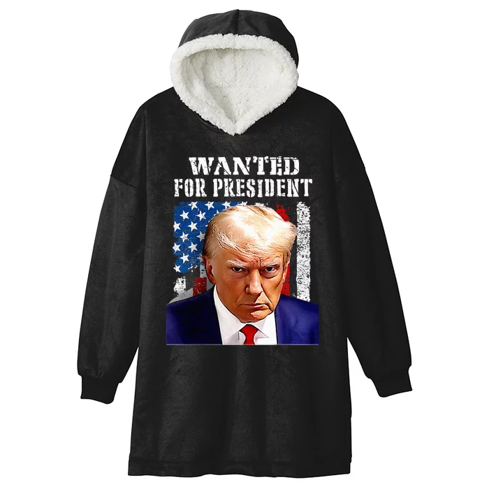 Donald Trump Mug Shot Wanted For U.S. President 2024 (1) Hooded Wearable Blanket