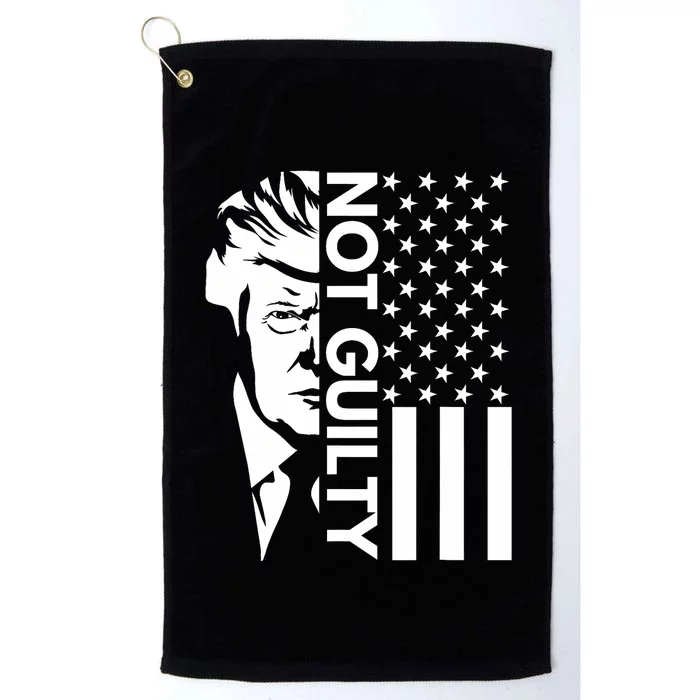 Donald Trump Mugshot 2024 Not Guilty Supporter Usa Flag Platinum Collection Golf Towel