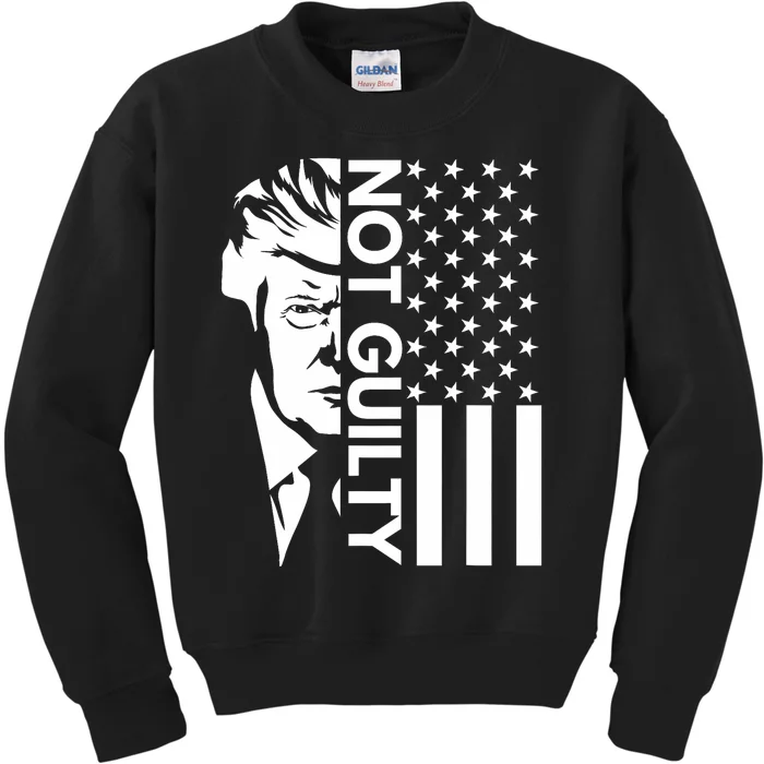 Donald Trump Mugshot 2024 Not Guilty Supporter Usa Flag Kids Sweatshirt