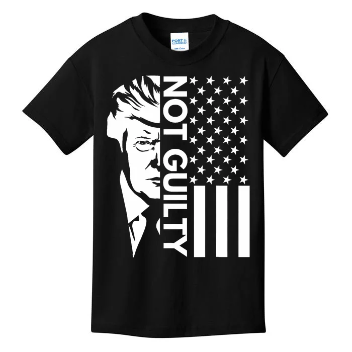 Donald Trump Mugshot 2024 Not Guilty Supporter Usa Flag Kids T-Shirt