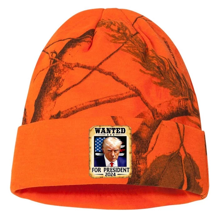 Donald Trump Mug Shot Wanted For U.S. President 2024 Kati - 12in Camo Beanie