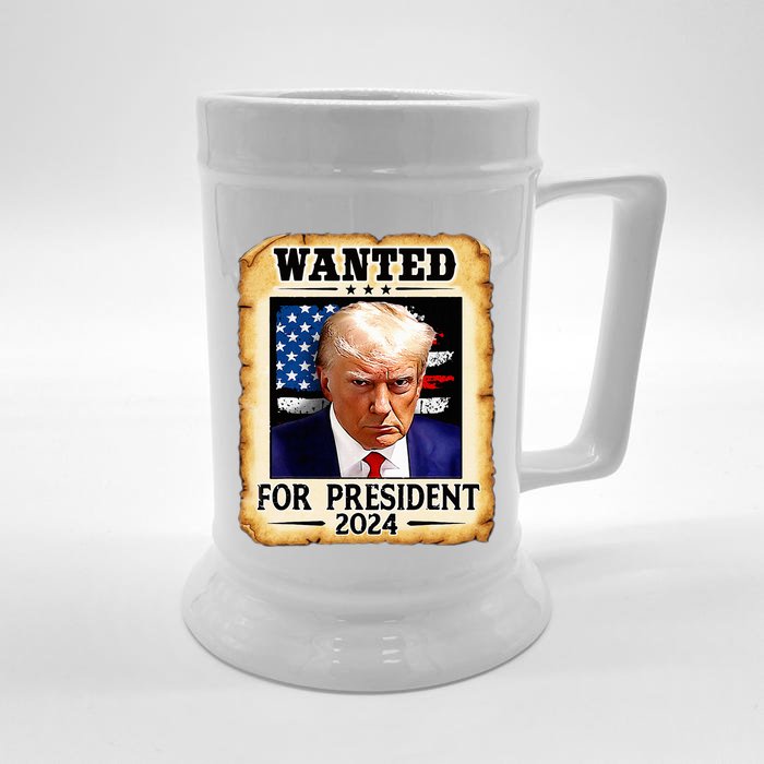 Donald Trump Mug Shot Wanted For U.S. President 2024 Front & Back Beer Stein