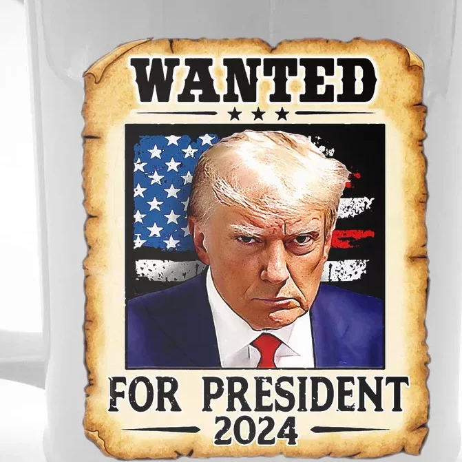 Donald Trump Mug Shot Wanted For U.S. President 2024 Front & Back Beer Stein