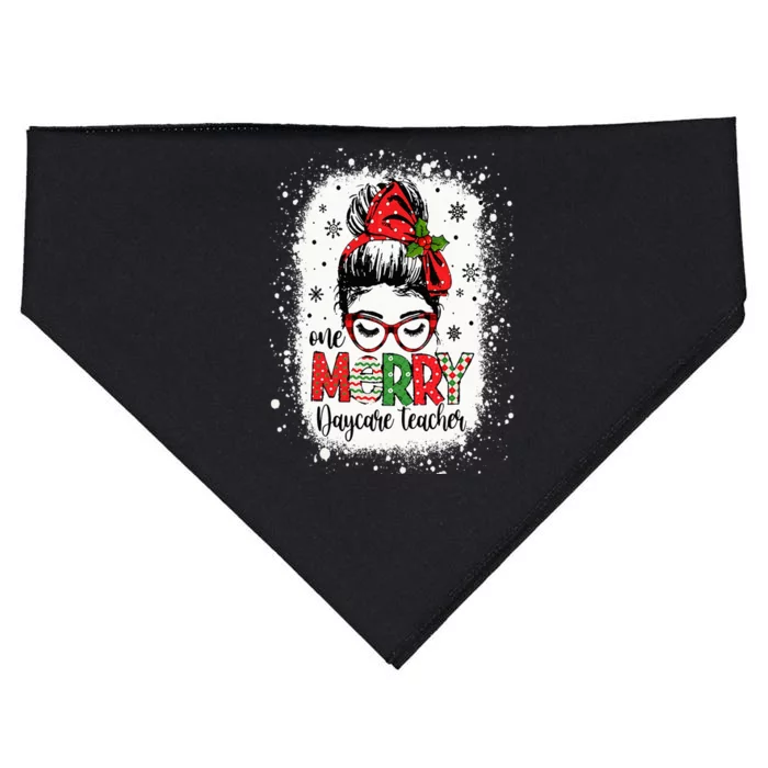 Daycare Teacher Messy Bun Preschool Teacher Christmas USA-Made Doggie Bandana