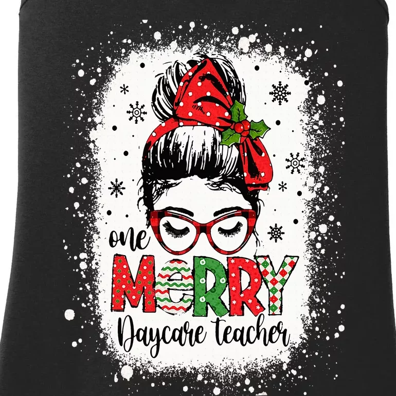 Daycare Teacher Messy Bun Preschool Teacher Christmas Ladies Essential Tank