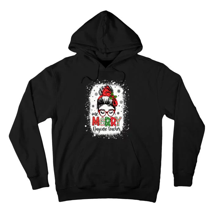 Daycare Teacher Messy Bun Preschool Teacher Christmas Tall Hoodie