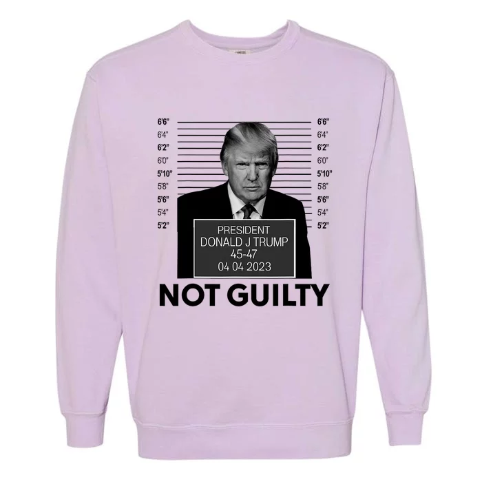 Donald Trump Mugshot Not Guilty Trump Supporter Garment-Dyed Sweatshirt