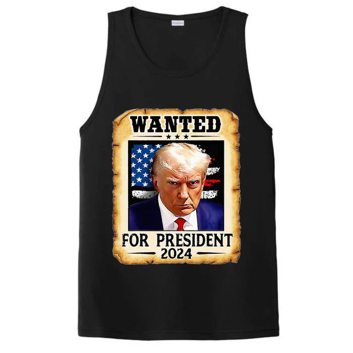 Donald Trump Mug Shot Wanted For U.S. President 2024 Performance Tank