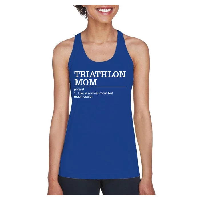 Definition Triathlon Mom Triathlete Athlete Swimming Running Gift Women's Racerback Tank