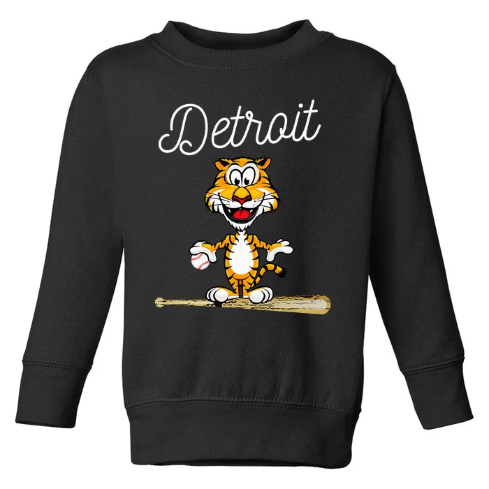 Distressed Tiger Mascot for Detroit Baseball Fans Toddler Sweatshirt