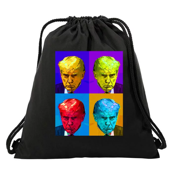 Donald Trump Mug Shot Colorful Pop Art Drawstring Bag