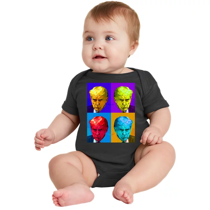 Donald Trump Mug Shot Colorful Pop Art Baby Bodysuit