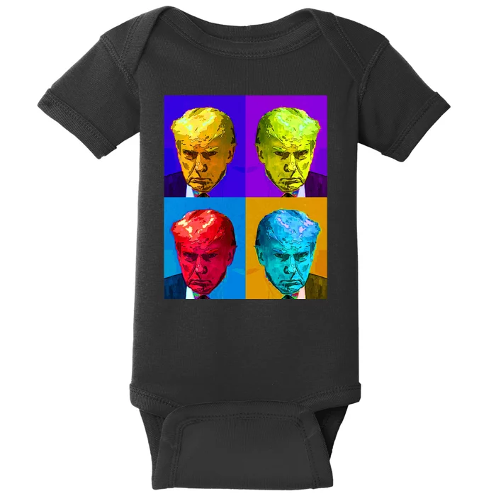 Donald Trump Mug Shot Colorful Pop Art Baby Bodysuit