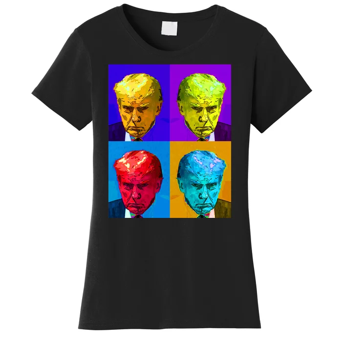 Donald Trump Mug Shot Colorful Pop Art Women's T-Shirt