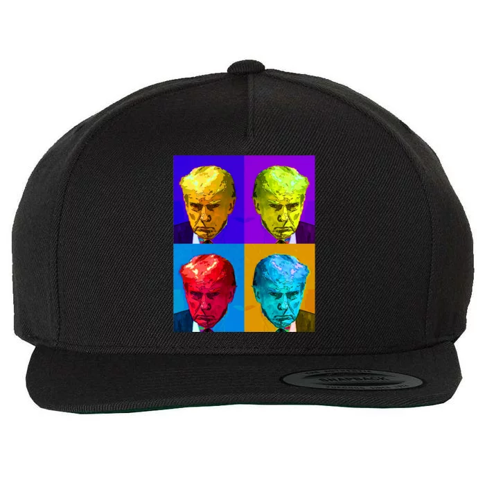 Donald Trump Mug Shot Colorful Pop Art Wool Snapback Cap