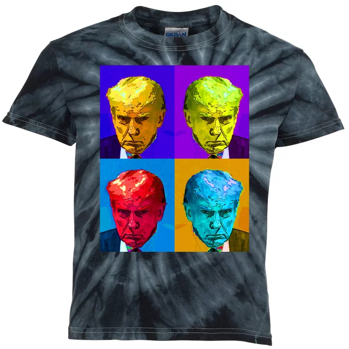 Donald Trump Mug Shot Colorful Pop Art Kids Tie-Dye T-Shirt