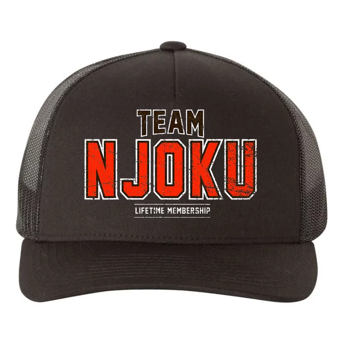 Distressed Team Njoku Proud Family Last Name Surname Yupoong Adult 5-Panel Trucker Hat