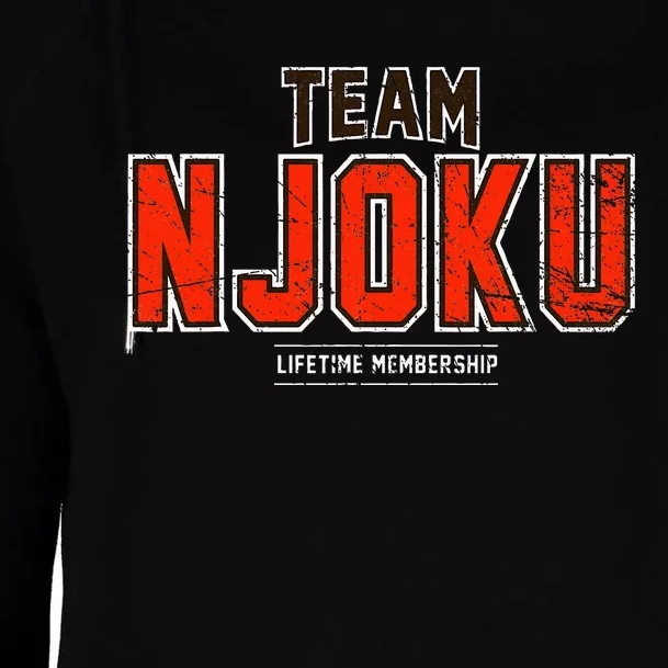 Distressed Team Njoku Proud Family Last Name Surname Womens Funnel Neck Pullover Hood