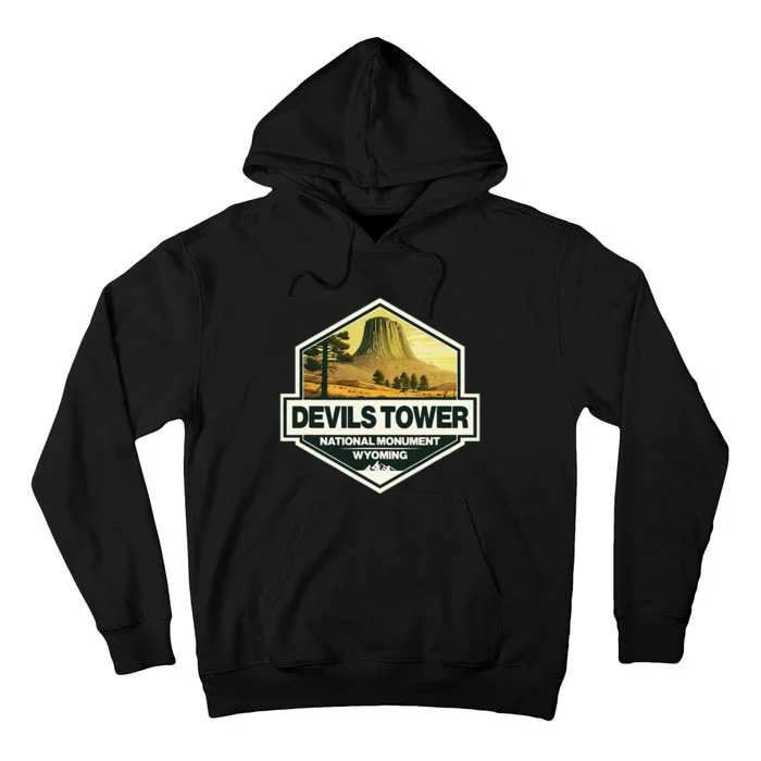 Devils Tower National Monument Wyoming Travel Art Badge Tall Hoodie