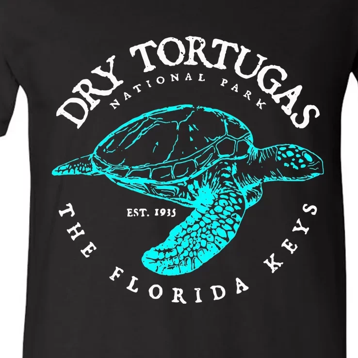 Dry Tortugas National Park Florida Keys Scuba Diving Turtle. V-Neck T-Shirt