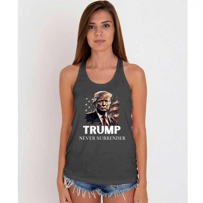 Donald Trump Never Surrender August 24 2024 Women's Knotted Racerback Tank