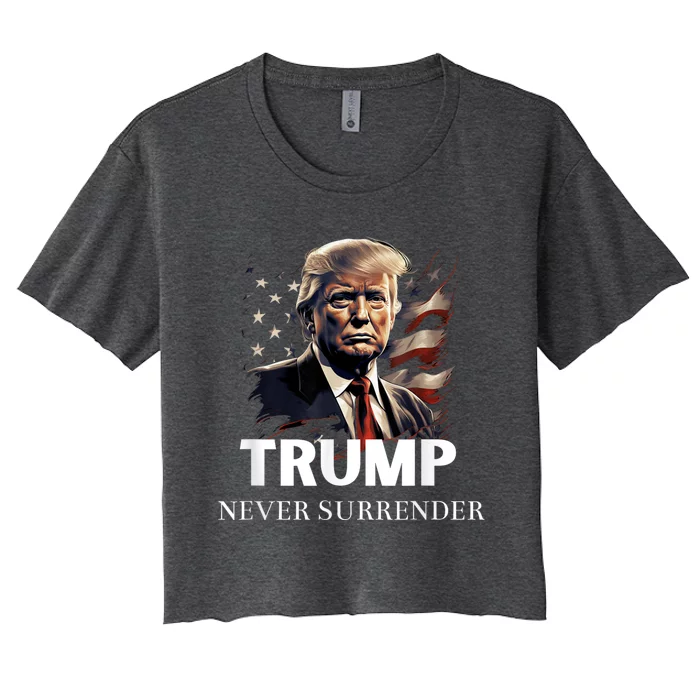 Donald Trump Never Surrender August 24 2024 Women's Crop Top Tee