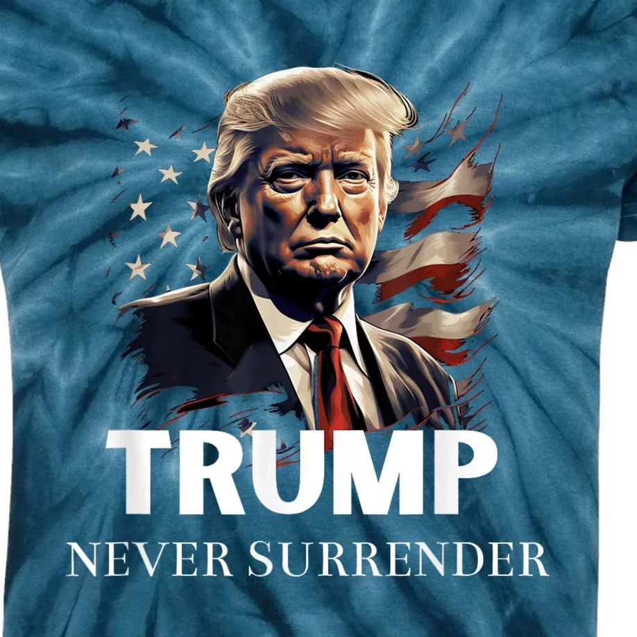 Donald Trump Never Surrender August 24 2024 Kids Tie-Dye T-Shirt