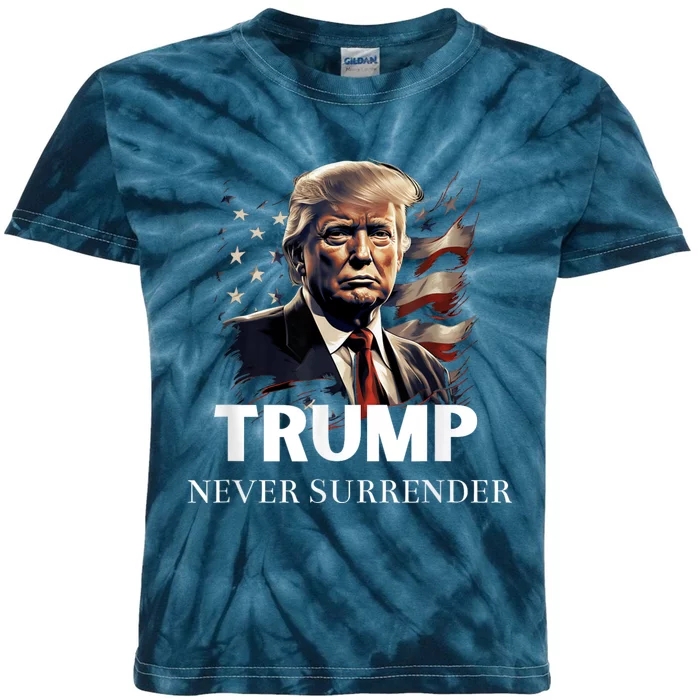 Donald Trump Never Surrender August 24 2024 Kids Tie-Dye T-Shirt