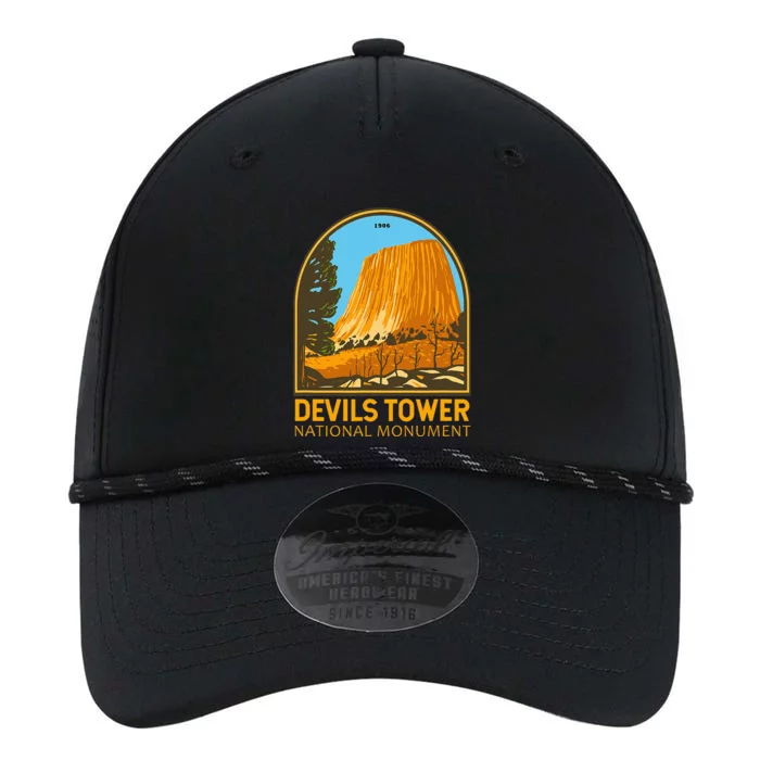 Devils Tower National Monument Wyoming Emblem Vintage Performance The Dyno Cap