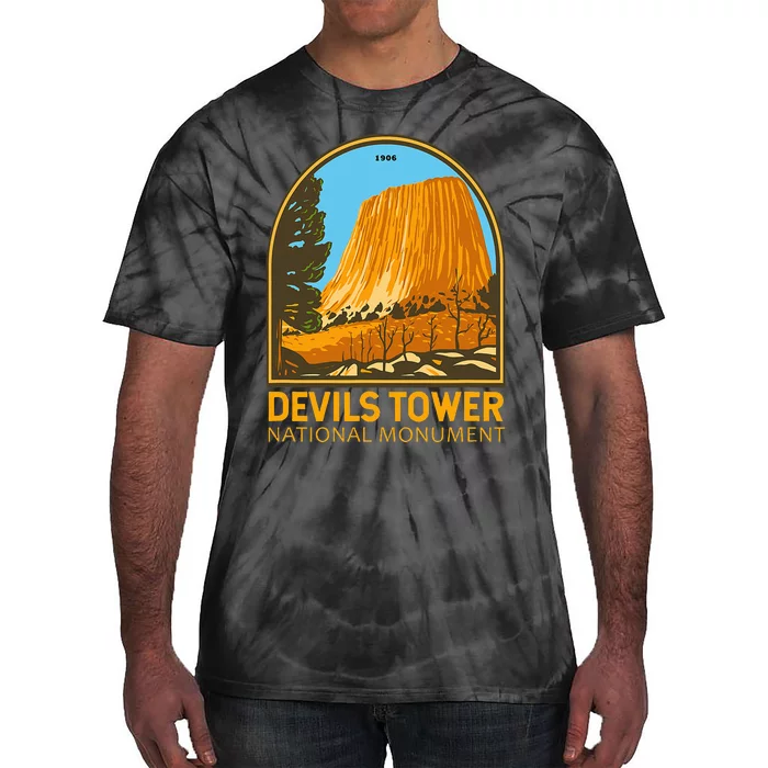 Devils Tower National Monument Wyoming Emblem Vintage Tie-Dye T-Shirt